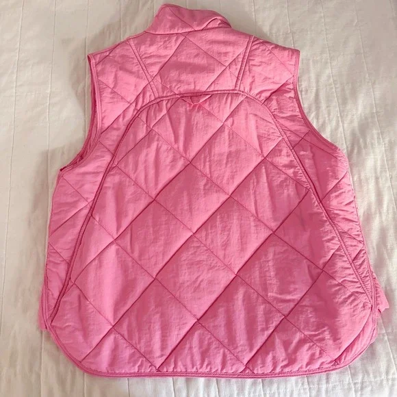Women's Puffer Vest Hot Pink SMALL Lightweight Unbranded Snap Up - Picture 6 of 7